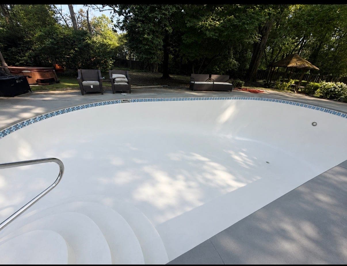 Pool deck pressure wash before