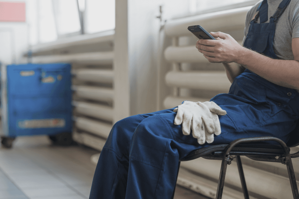 A neighbor opens the door to a friendly local service provider