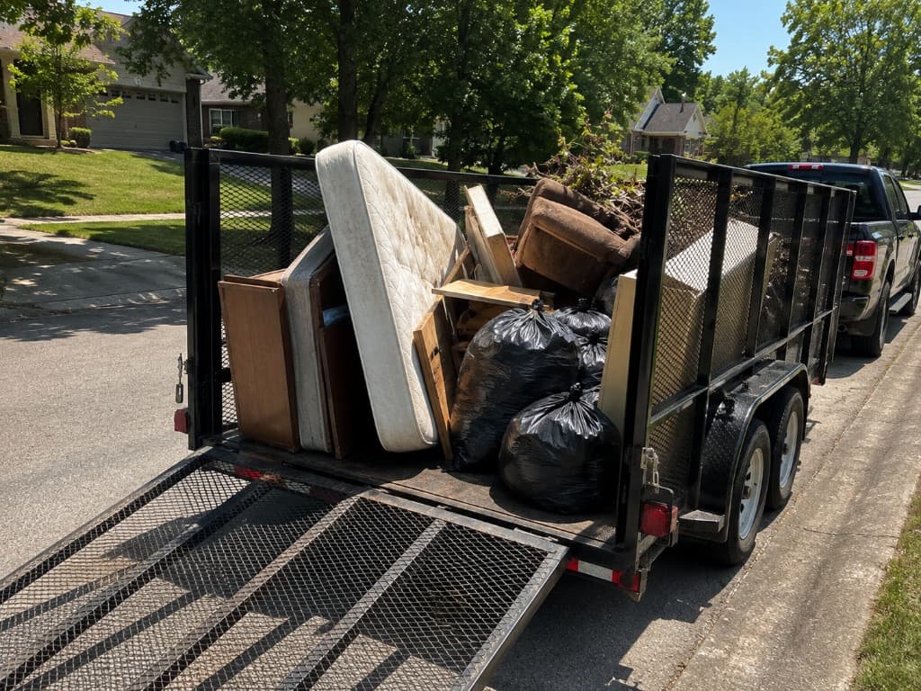 Loading furniture into a pickup truck