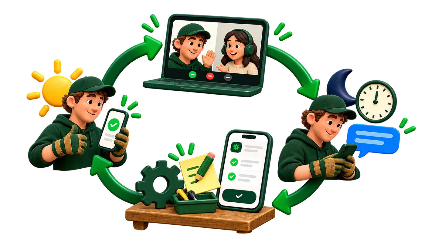 Our daily feedback loop: operators work during the day, send feedback at night, we ship fixes overnight, and they try the changes the next morning.